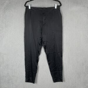 Ginia Pants Womens Large Black Silk Cotton Blend Textured Pull On Lounge Relaxed